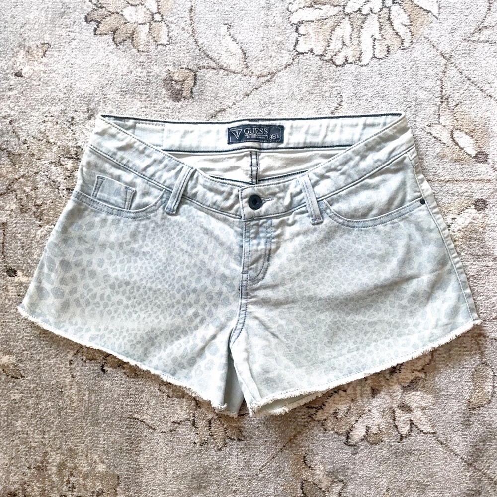 Guess Denim Snakeskin Animal Print Jean Shorts